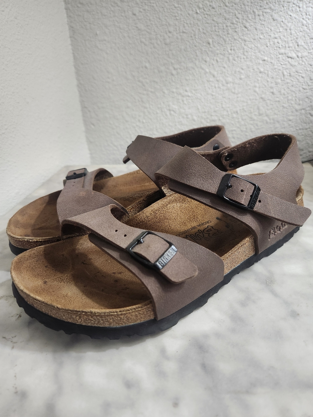 Birkenstock Brown Suede Footbed Sandals